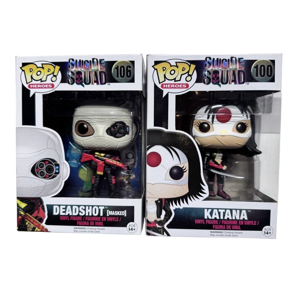 Funko Pop Suicide Squad Katana #100 & Deadshot Masked #106 – Vaulted Set New